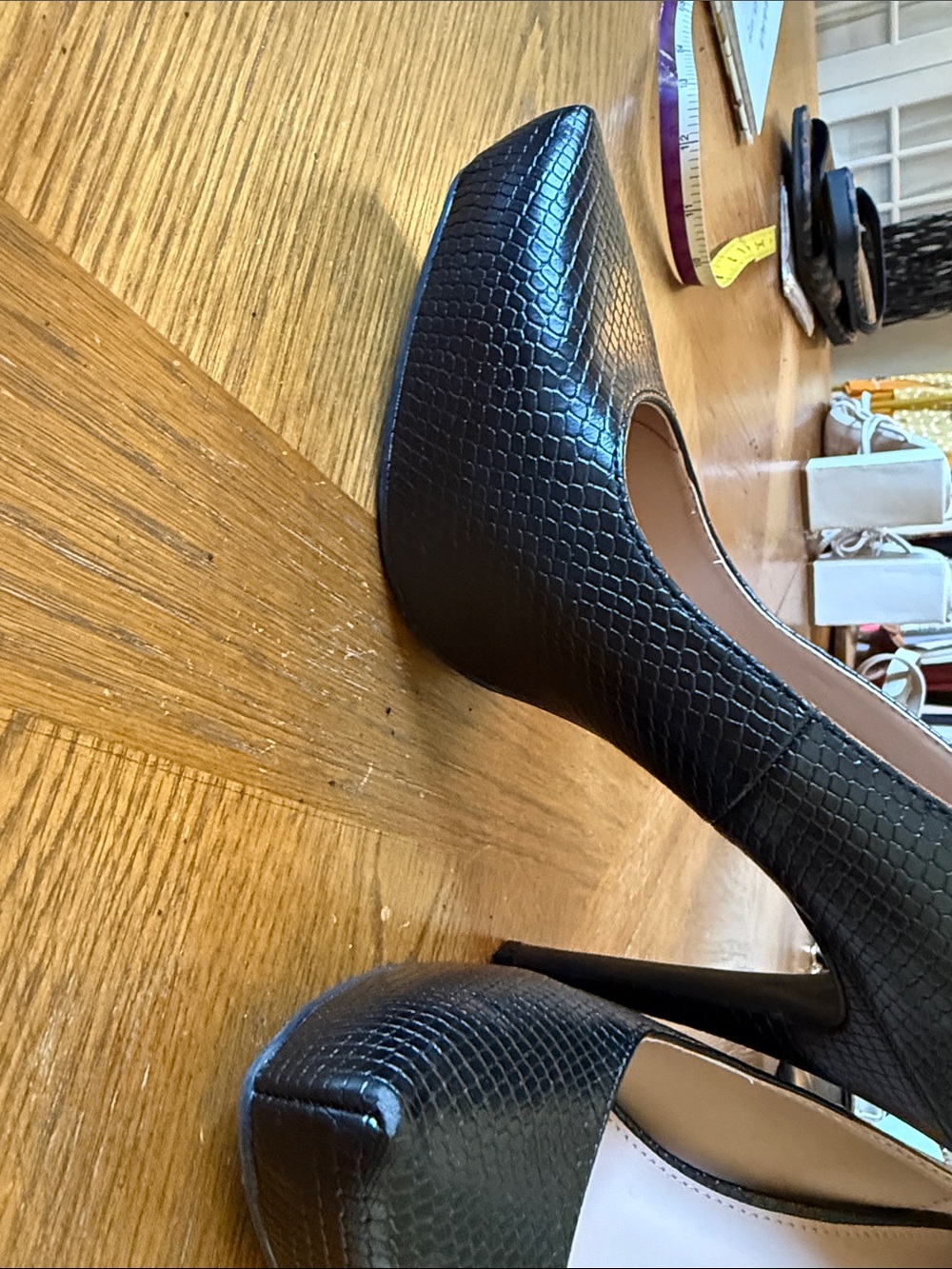 BCBG Generation Black Aligator Pointed Pump - Picture 7 of 9